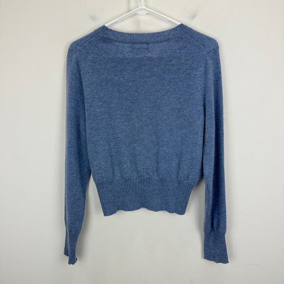 J. Crew Cashmere Crewneck Sweater Cropped Fit Pullover Blue Womens Medium NWT - Picture 9 of 11